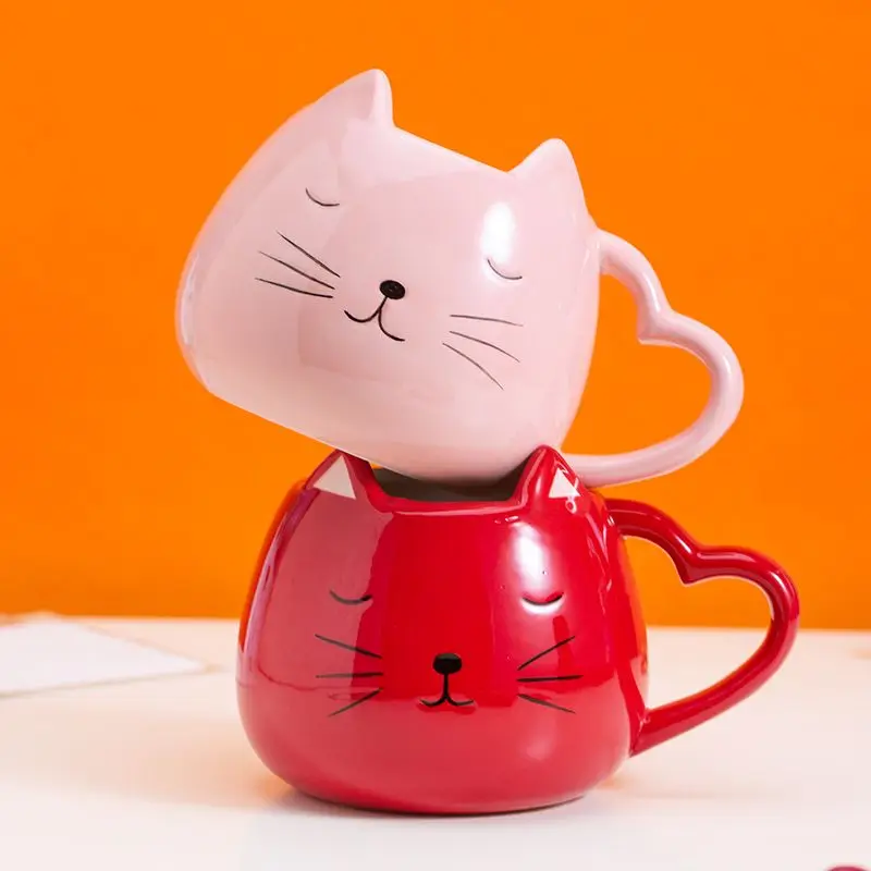 

Ceramic Cute Cat Mugs Coffee Tea Milk Animal Cups with Handle 500ml Drinkware Nice Gifts Drinkware