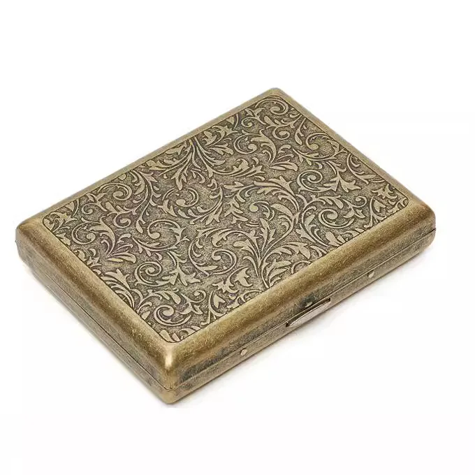 New 10cm Long Cigarette Box Tang Grass Pattern 20 Pcs Cigarette Box Creative Retro Bronze Cigarette Case Smoking Accessories