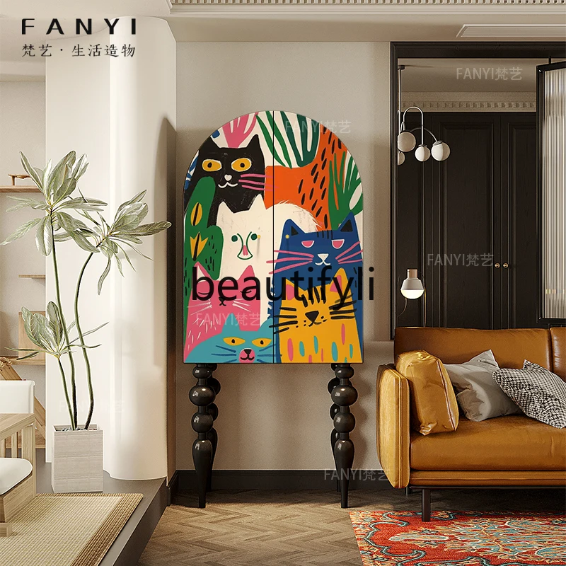 

Cat Household Solid Wood Chest of Drawers Storage Cabinet Bedside Organizer Living Room Wall-Mounted Storage Cabinet