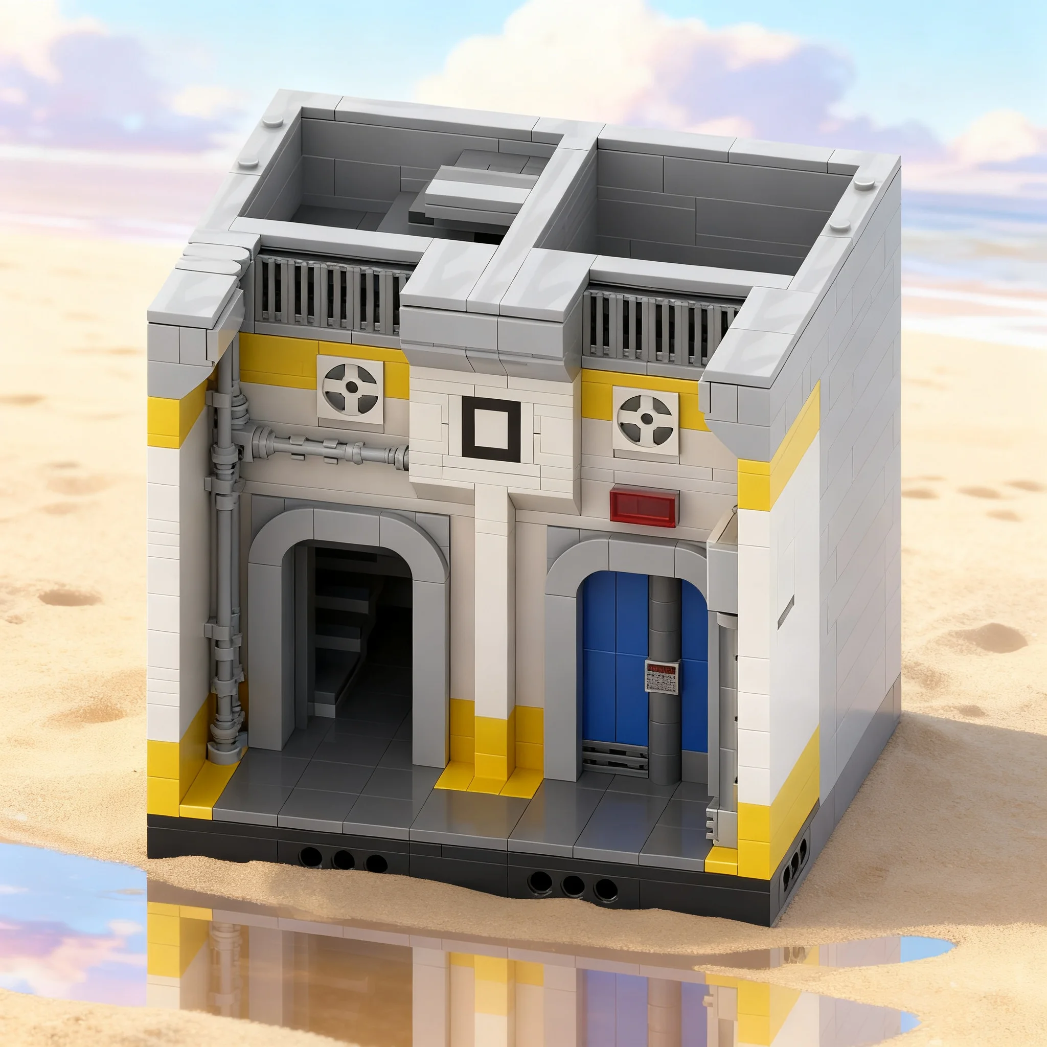 762 pièces MOC Wasteland Vault 42 Étage inférieur de l'ascenseur Modèle de construction Jouets de construction Cadeaux de Noël Idée de construction à assembler Briques