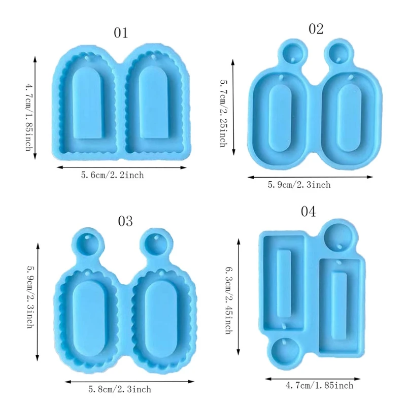 Handgefertigte Ohrringe, Ohrtropfenform, rechteckige Form, Ohrringe, Kristall-Epoxidharzform