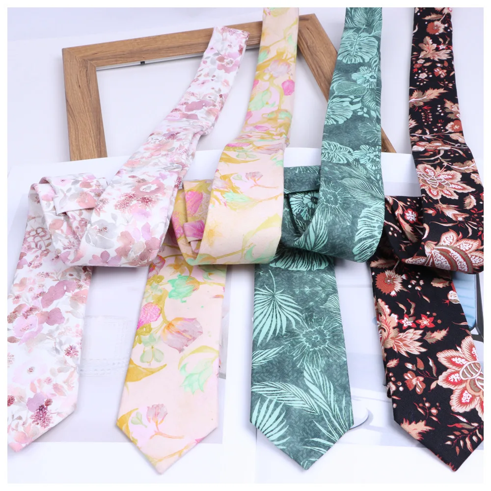 Men's Women's 6cm Artistic Stylish Woven Tie Casual Classic Flower 100% Pure Cotton Necktie Wedding Party Accessories Gifts