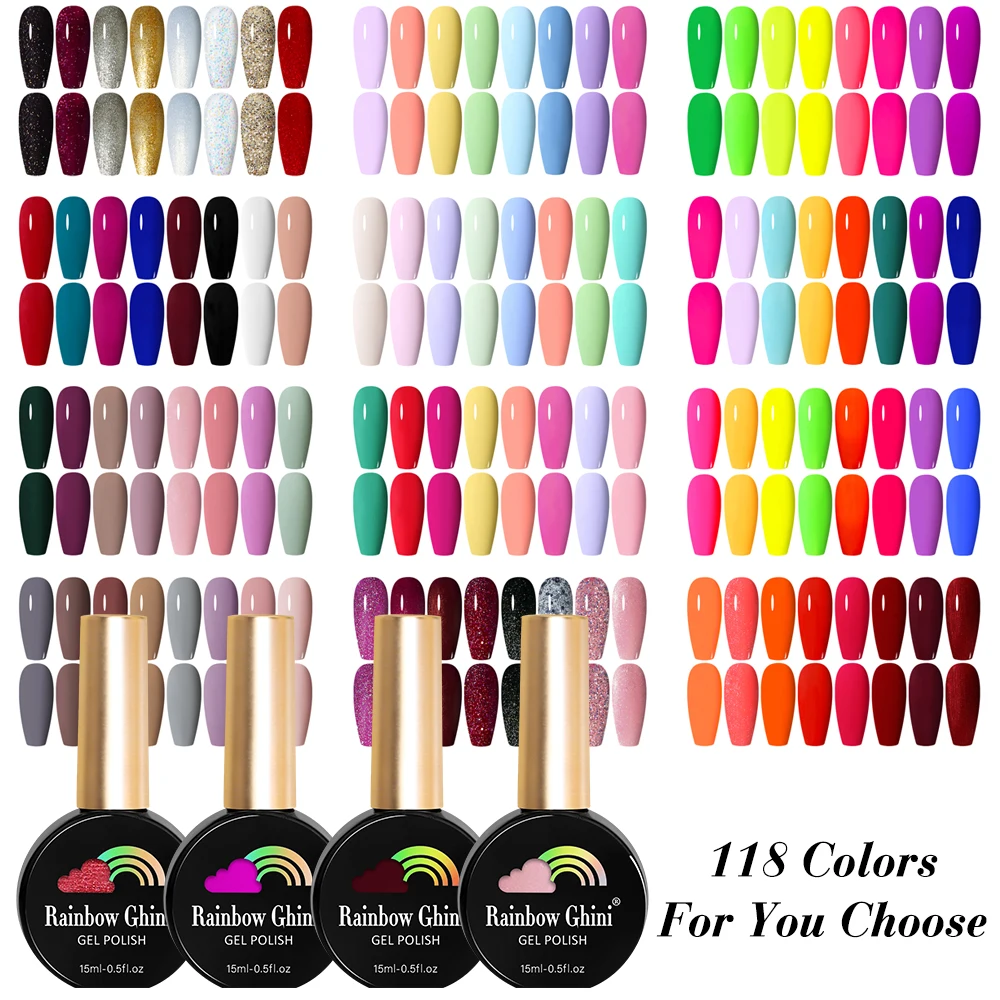

Rainbow Ghini 15ml 8pcs/set Autumn Winter Nail Polish Fluorescent Neon Colors High Quality Nude Brown Dark Series Varnish Kit