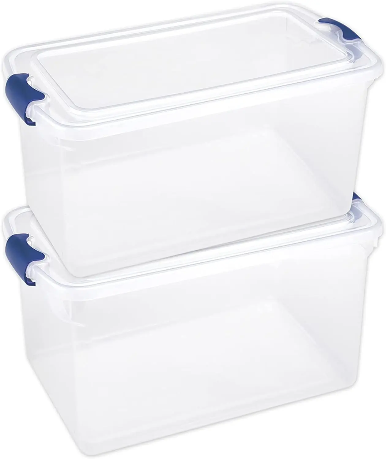 66 Quart Stackable Storage Bins, Organizer Containers with Latching Lids, Clear (2 Pack)