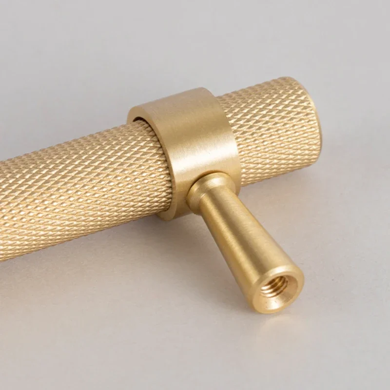 1pcs Brass T Bar Gold Knurled/Textured kitchen handles Cabinet Handles Drawer Pulls Bedroom knurling Knobs