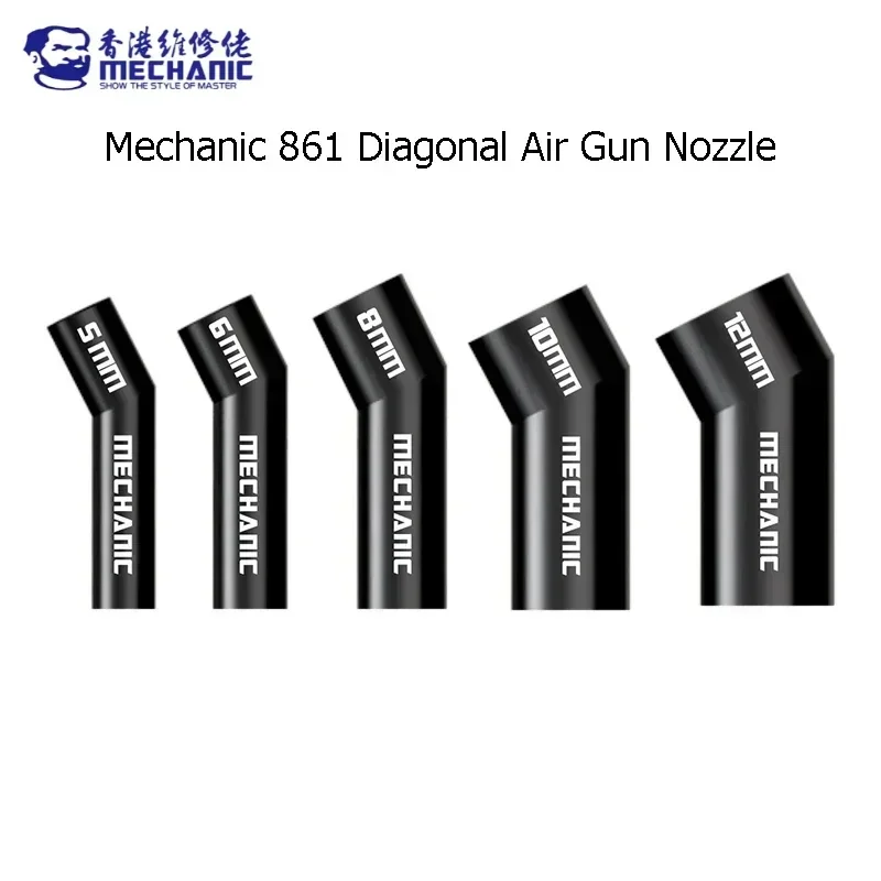 MECHANIC 861 Diagonal Air Nozzle 5 6 8 10 12 mm Oblique blow Nozzle Even Heating Tools For PCB Welding Repair Nozzle