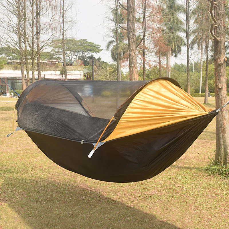 1-2 Person Portable Outdoor Camping Hammock with Mosquito Net High Strength Parachute - Fabric Hanging Bed Sleeping Swing