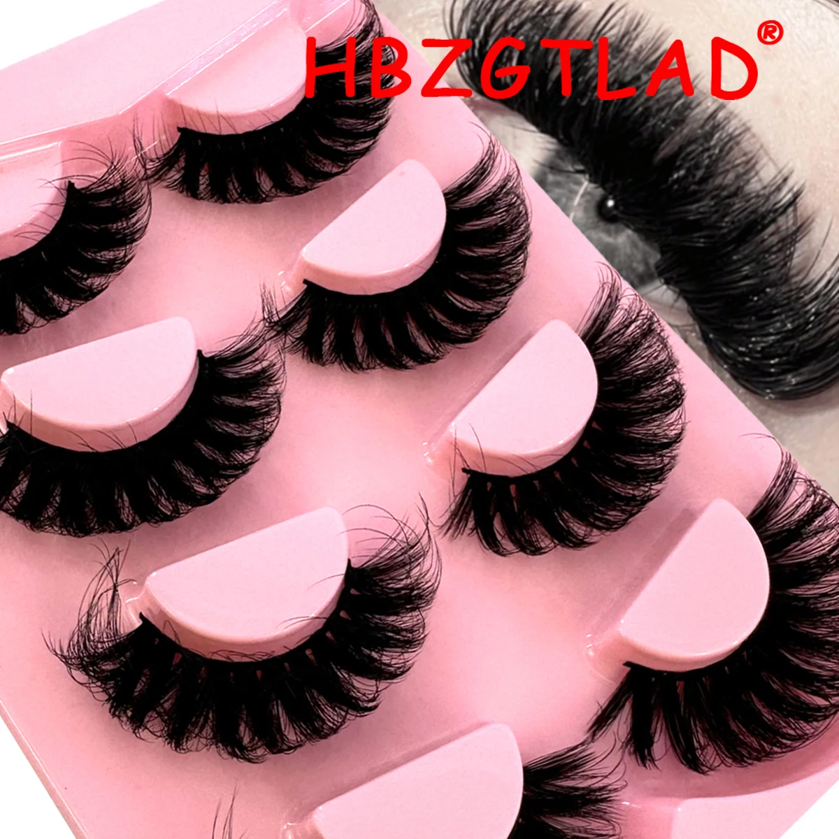 HBZGTLAD Super Thick Curling 4 pairs of False Eyelash Coarse Long Vacation Eyelash Dramatic Eyelash 3D Fake Mink Eyelash Wholesa
