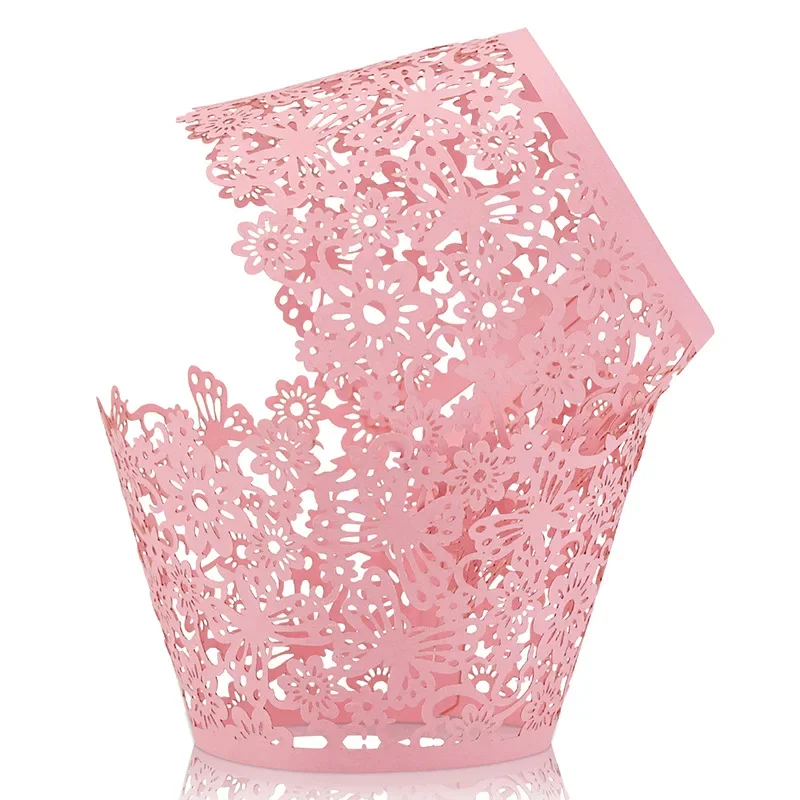 50/100pcs Laser Cut Hollow Cupcake Wrappers Baby Shower Muffin Cupcake Baking Cups Cases Wedding Birthday Party Cake Decoration