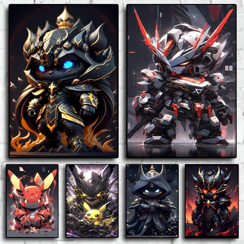 

Anime Posters Pokemon Umbreon Pikachu Classic Character Mechanical Style Modern Home Living Room Wall Decoration Children Gift