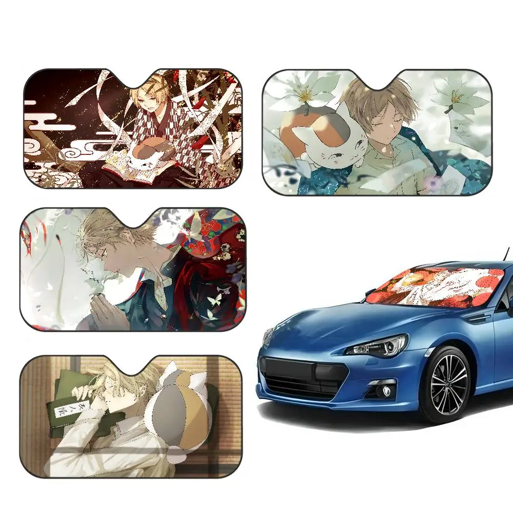 Natsume Yuujinchou Cartoon Foldable Front Windshield Sunshade 70x130cm Anime Cartoon Foils Car Sun Visor Sun Shade Protect
