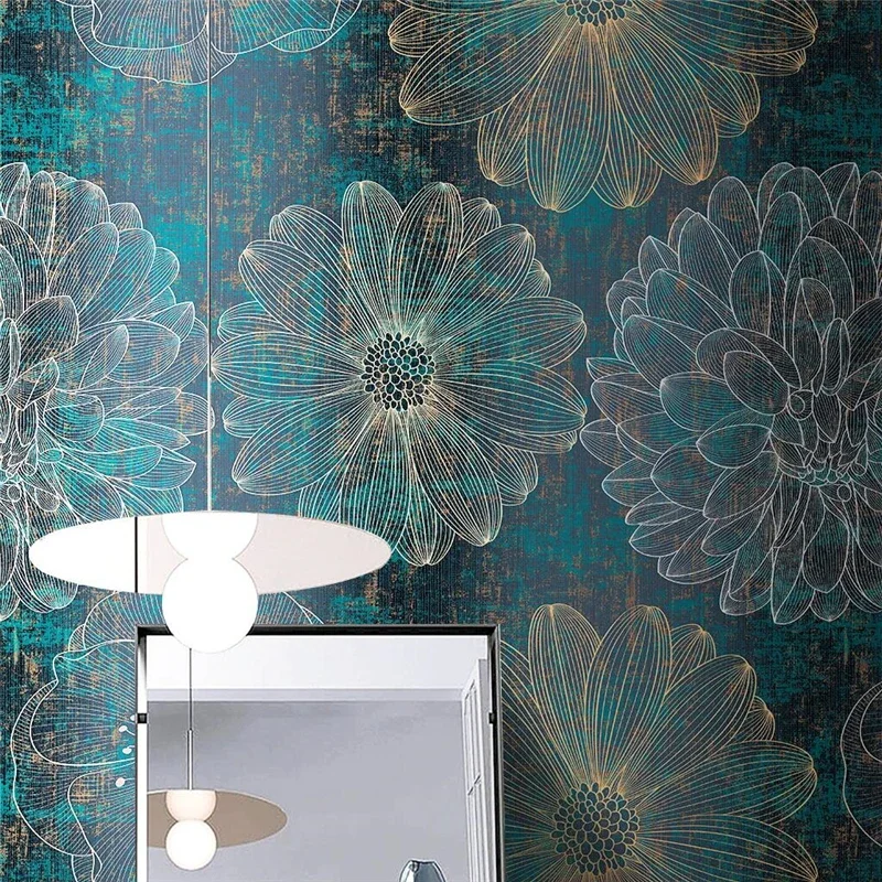 

Обои с простым линейным рисунком растений и цветов в ретро-стиле для стен, фоновые обои, наклейки для декора дома