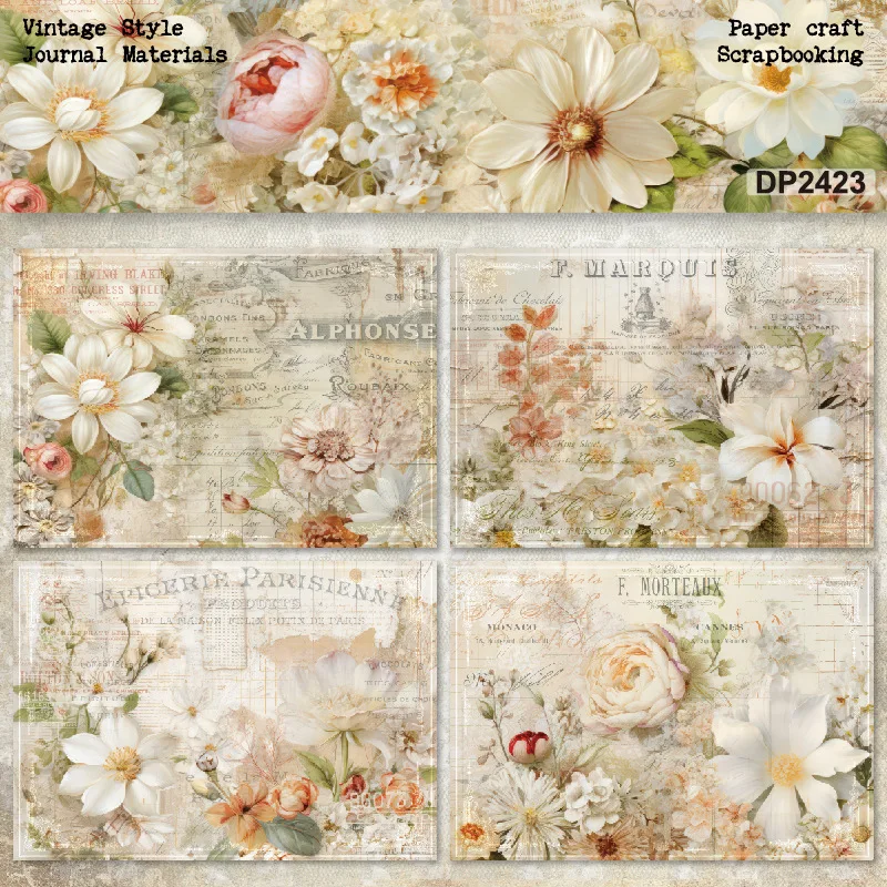 KLJUYP 8sheets A5 size Flowers Scrapbooking patterned paper Fancy Card Pack Light weight Craft Paper Card