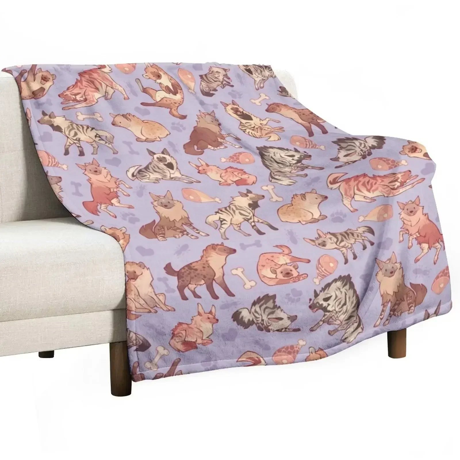 Hyenas in lavender Throw Blanket Summer Shaggy Blankets