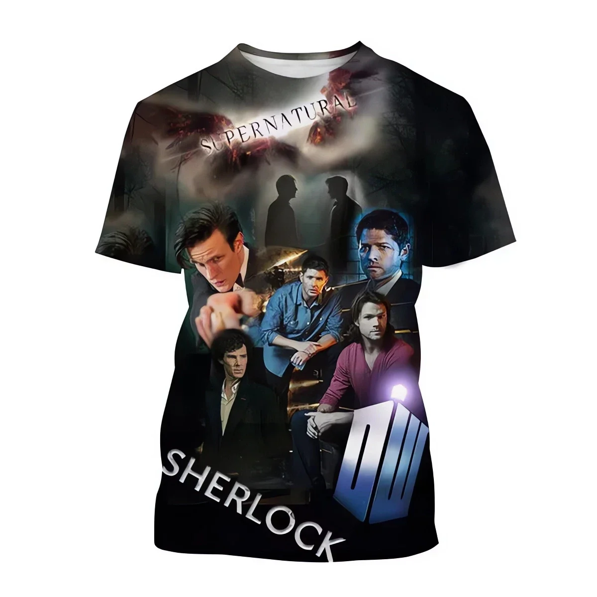 jersey Men's 3D Printed Short Sleeved T-shirt TV Supernatural Round Neck Casual Oversized Loose T-shirt Interesting Clothes