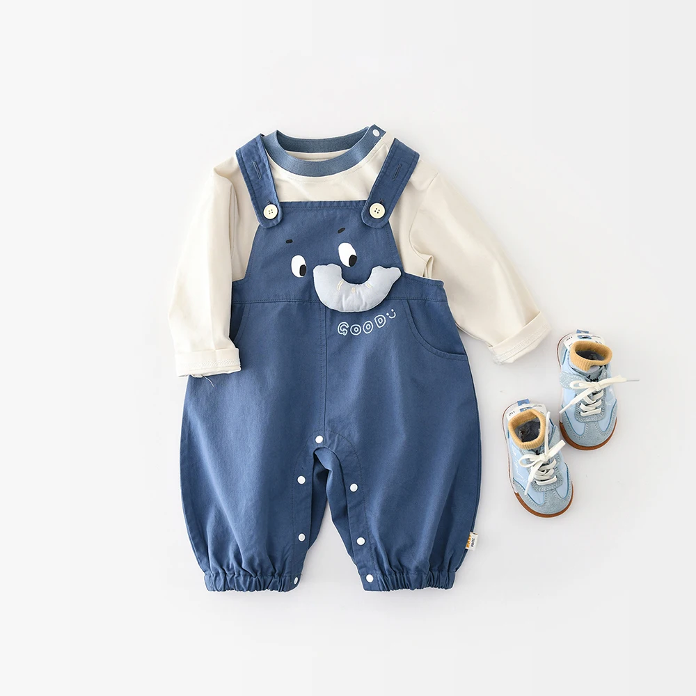 MILANCEL Autumn Children's Overall 6M-5T Soft Girls' Jumpsuit Cartoon Elephant Overall for a Boy Children's Clothing