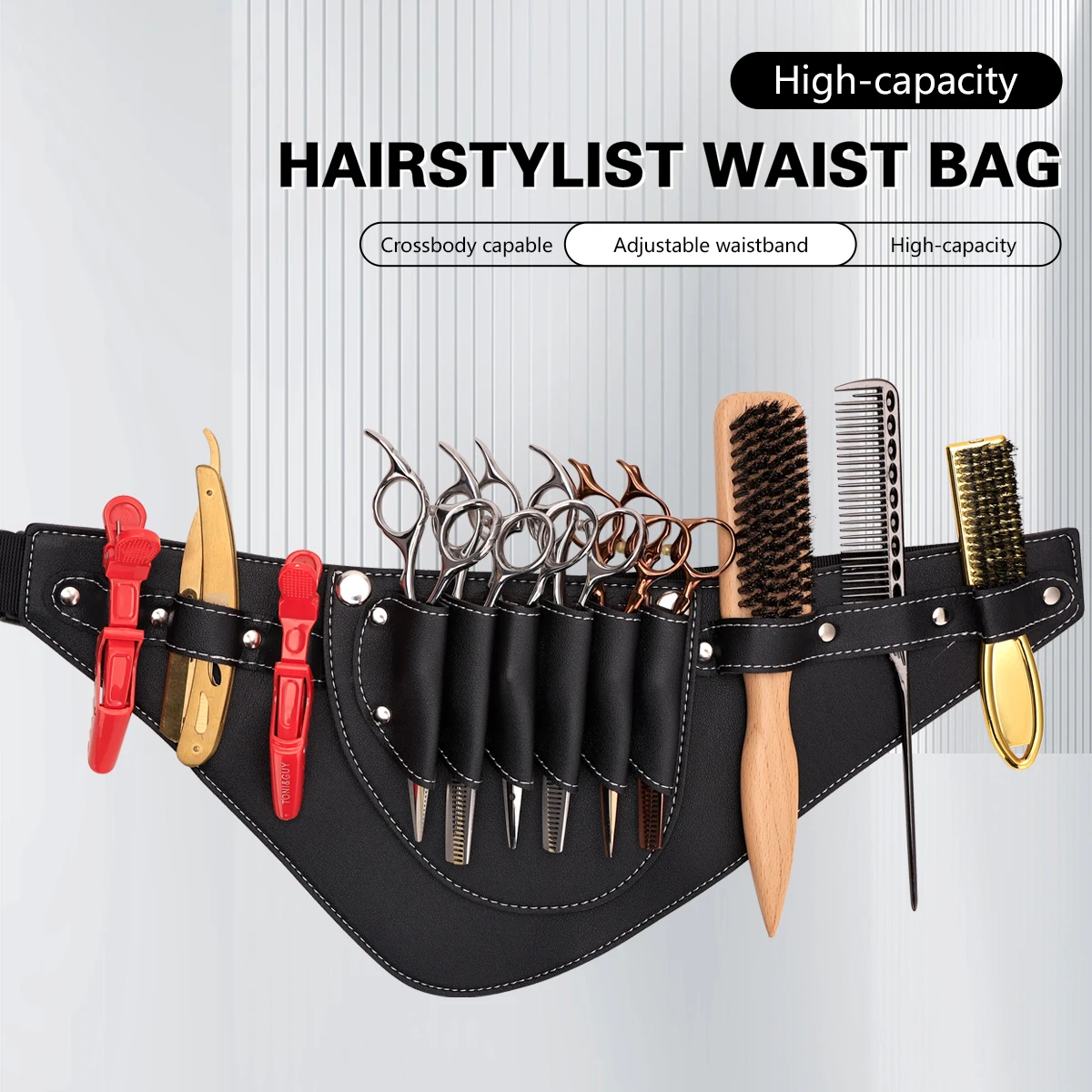 Barber Scissors Waist Pack | Multi-Pocket Tool Belt Organizer Durable Nylon Adjustable Belt for Salon, Barbershop, Hairdressing