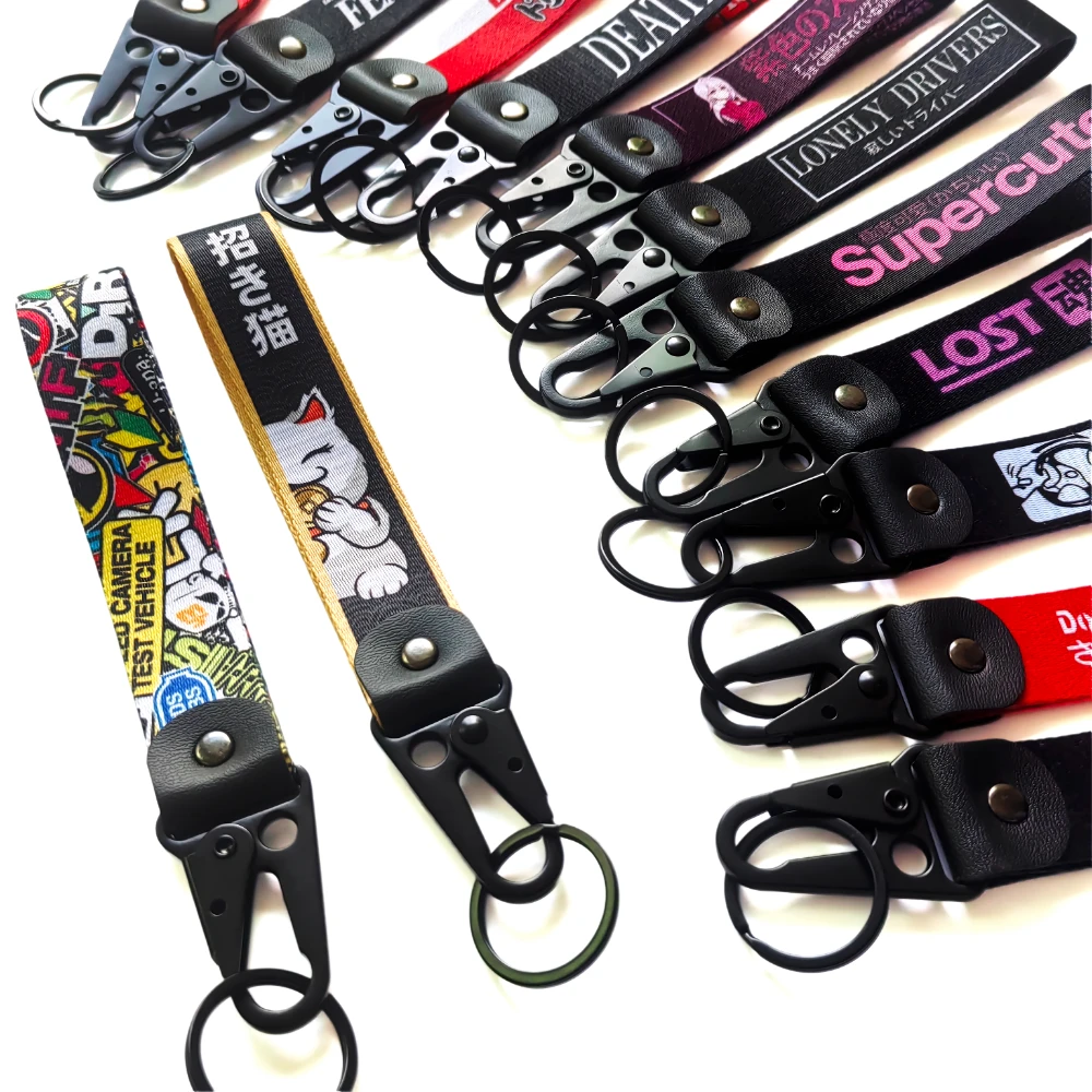 Portachiavi per moto Cinturino in nylon resistente Borse Portachiavi per chiavi della macchina Portachiavi anti-smarrimento Portachiavi con fibbia in metallo Organizzatore di chiavi