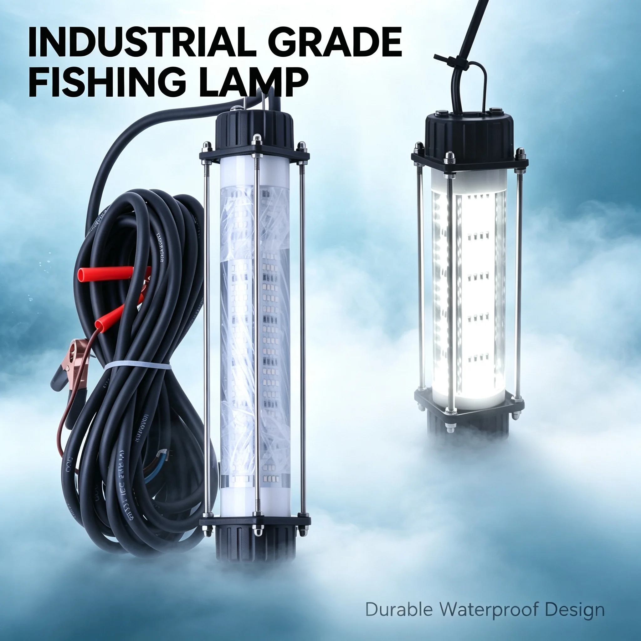 120W 180W Unterwasser-Angelleuchte LED Tauchlampe zur Fischlockung 12V Tiefsee-Nachtangel-Köderlicht mit Clips – Detail 1