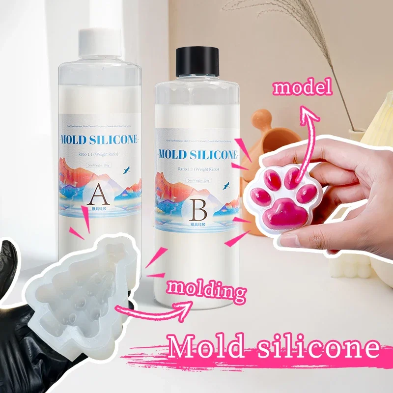 Moule en silicone à durcissement rapide pour bricolage, caoutchouc liquide AB 1:1, 200g, 500g