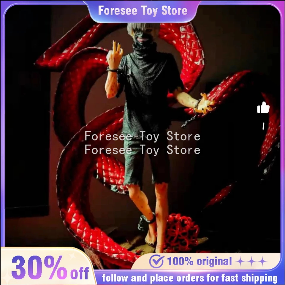 45 cm Kaneki Ken Figuur Tokyo Ghoul Wit Haar tweekoppige Sculptuur Anime Figuur Desktop Ornament Decoraties Beste Cadeaus voor Jongens