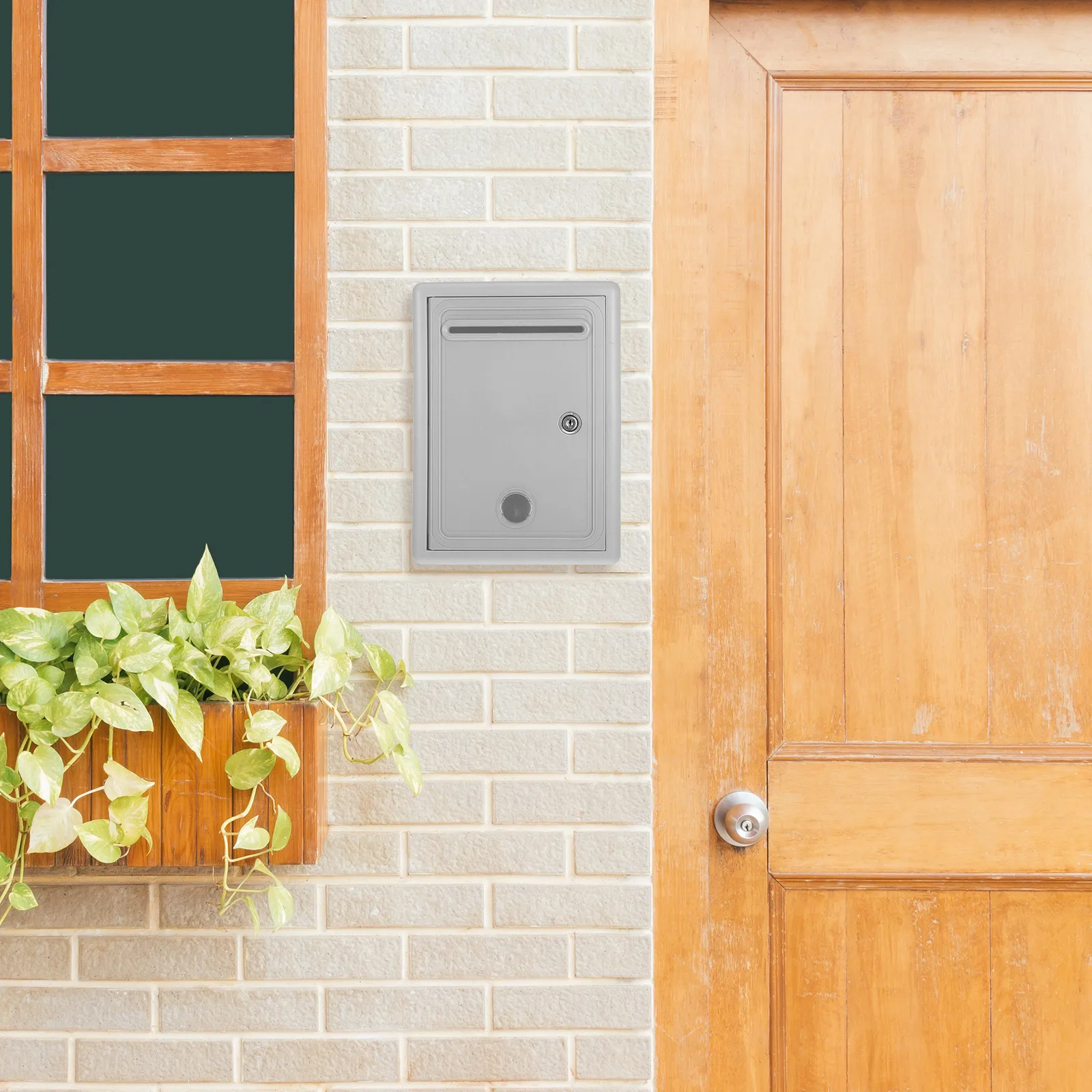 Wall Mount Grey Suggestion Box Letter Storage Donation Collection Container Metal Plastic Slot