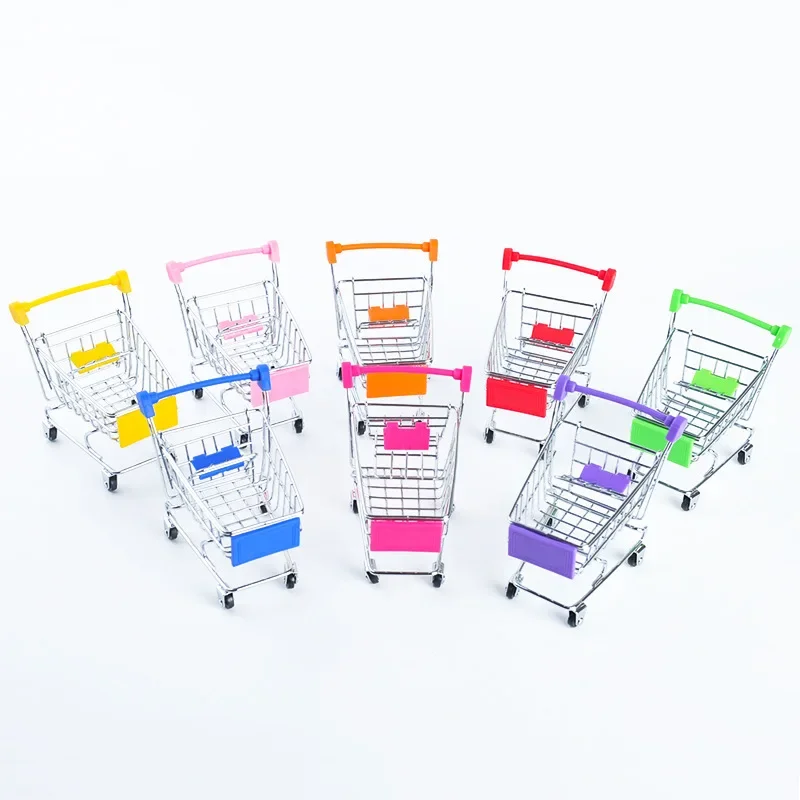 Mini Supermarket Shopping Cart Children's Home Toys Can Store Small Ornaments Small Snacks Kids Pretend Play Groceries Toys