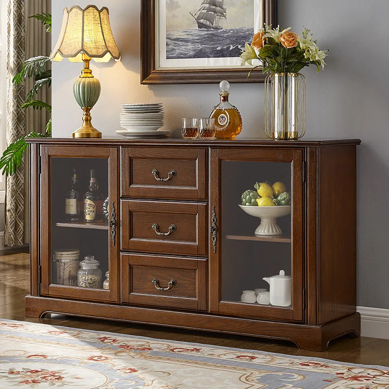 All solid wood dining side cabinet American home dining room side tea kitchen tableware