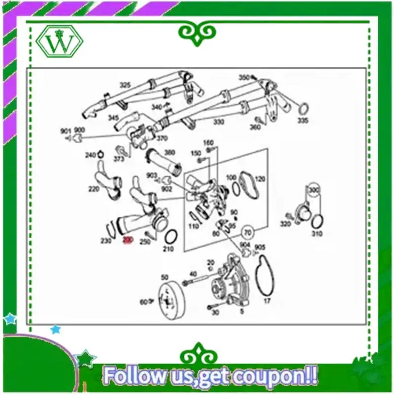 AC34-Auto Wasser Auslass Rohr Kühlmittel Schlauch A2712002056 Für Mercedes Benz C E SLK-Klasse W204 C204 S204 W212 R172 2007-2014 Accessori