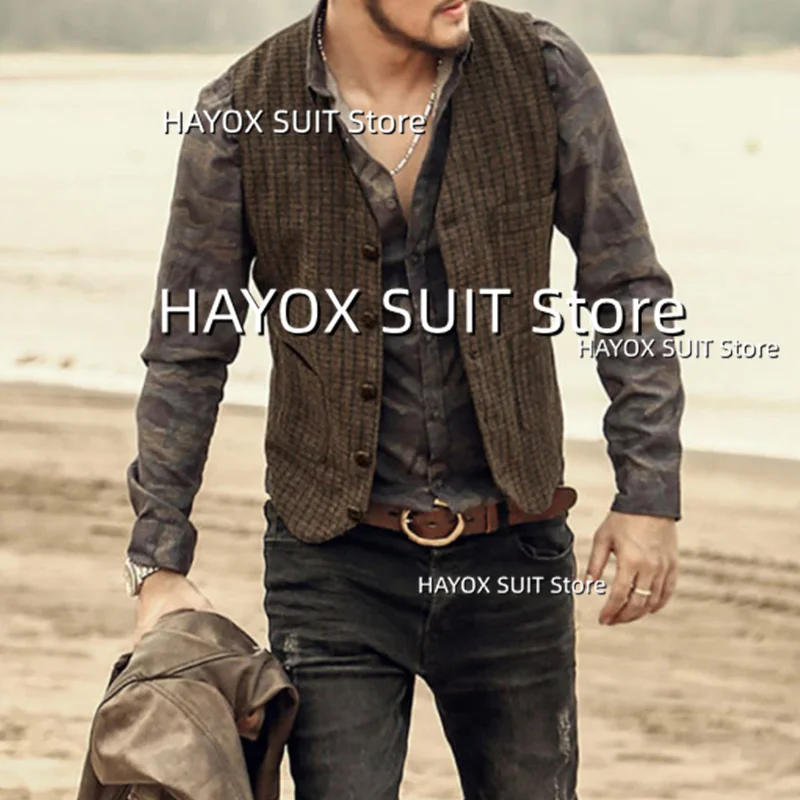 

Men's Suit Vest Slim Fit Single Breasted V Neck Fashion Business Dress Sleeveless Jackets Steampunk Wedding Party Waistcoat