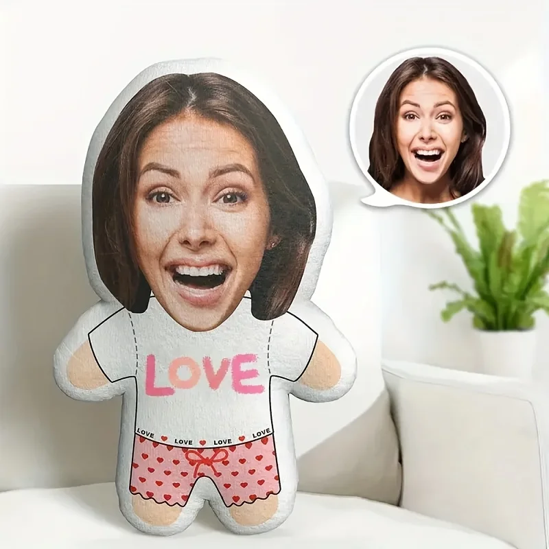 Customized 'I Love You' Plush Pillow Couple Personalized Photo Gift, Hand Washable Only, Perfect Gift for Thanksgiving, Christma