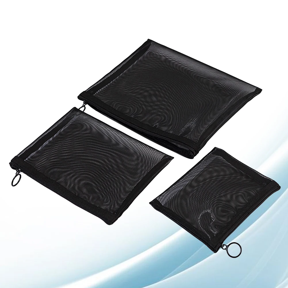 3 個のメイクアップ収納バッグメッシュオーガナイザー化粧品トイレタリーホルダー旅行キャンプポータブルポーチ女性用