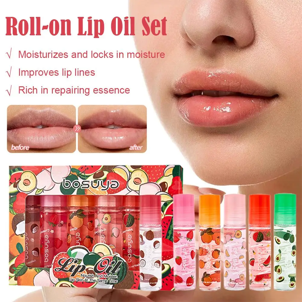 Roll-on óleo labial hidratante bálsamo labial líquido nutritivo óleo frutas presente dia dos namorados novo lábio transparente colo l2r7