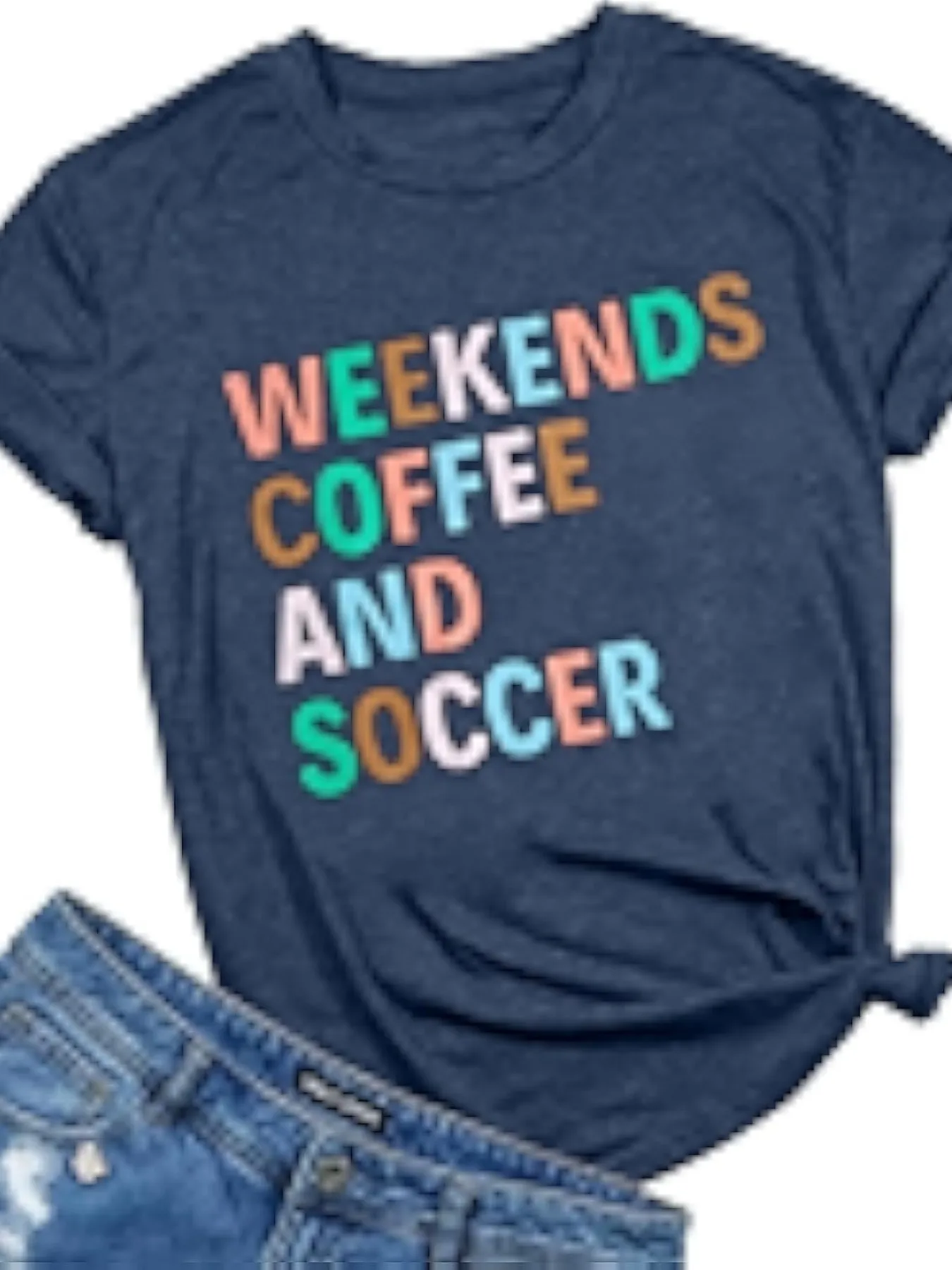 

Plus size women's short sleeve T-shirt Weekends Coffee And Soccer breathable fabric summer outfit women's clothing