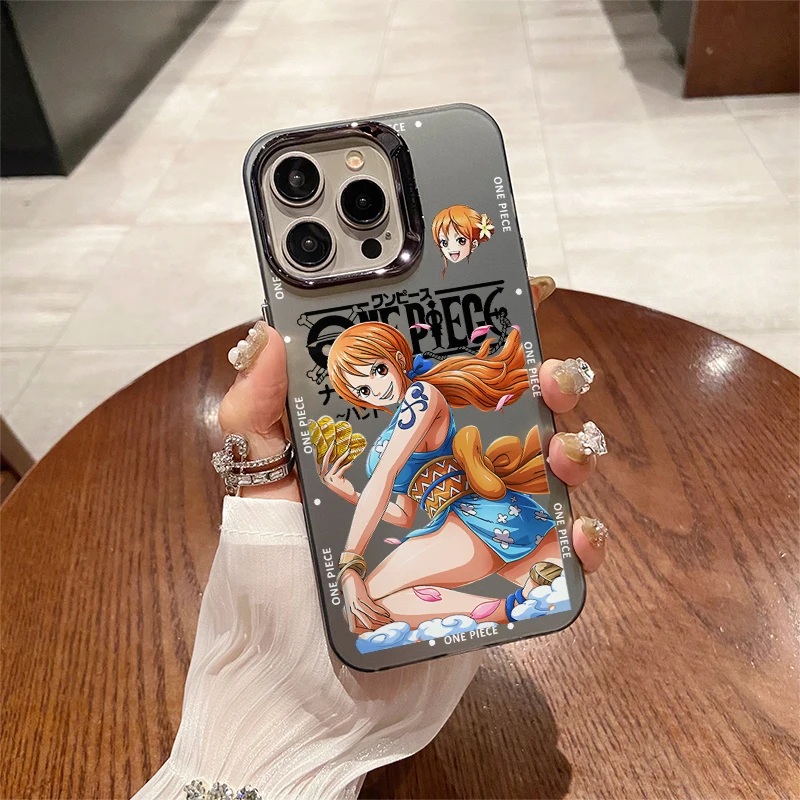 New One Piece Luffy Zoro Nami Anime Case For iPhone 15 14 13 12 11 Pro Max XS XR X 7 8 Plus SE Bumper Protectiou Plating Cover