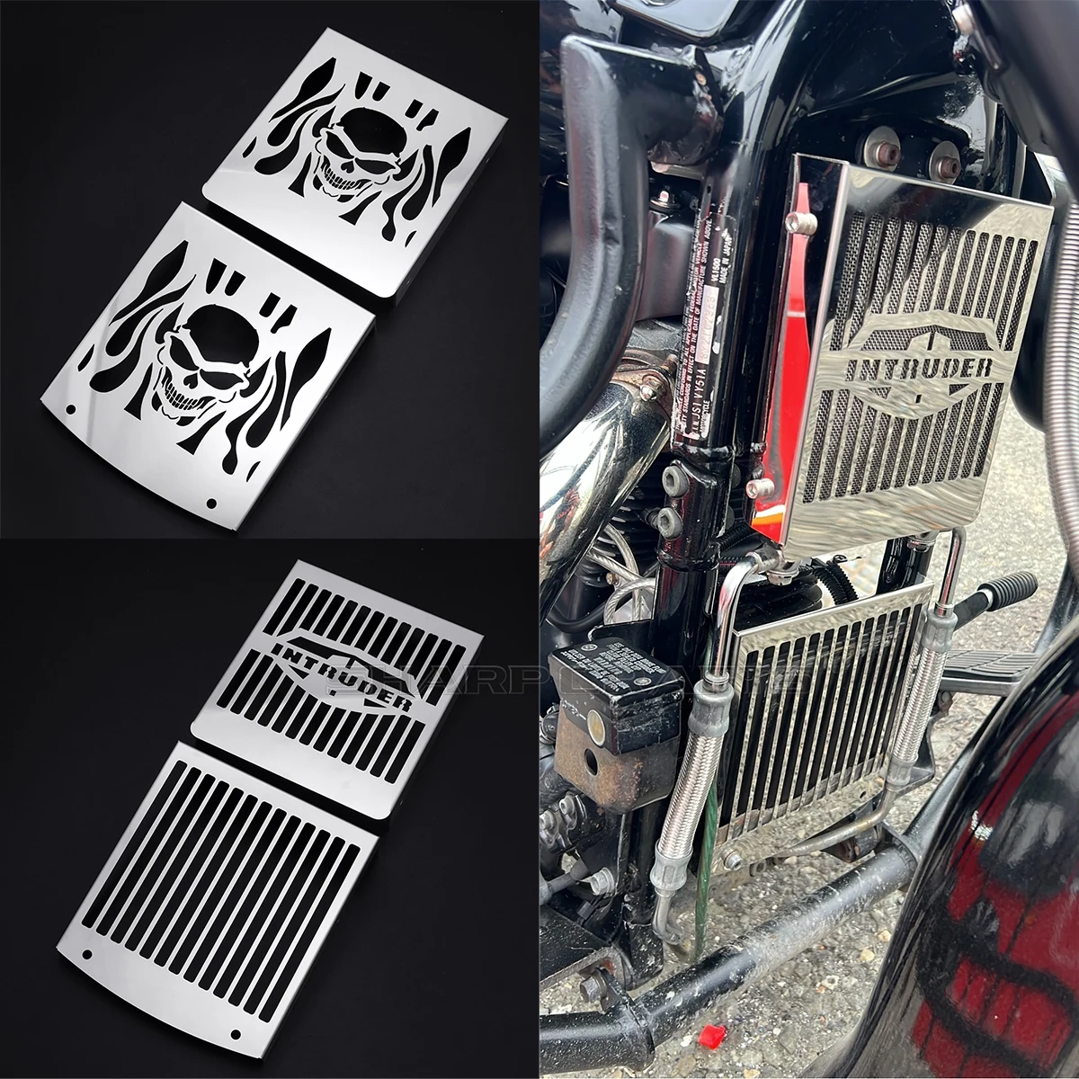 For SUZUKI VL1500LC Intruder 1998-2008 Motorcycle Accessories Skull Radiator Grill Cover Guard Protector Water Tank Cooler Cap