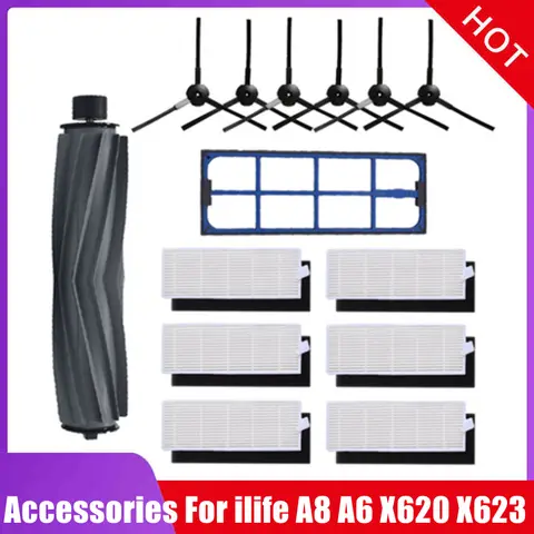 HEPA filter Side Brush Primary Filter for Chuwi Ilife A8 A6 X620 X623 Robot Vacuum cleaner Parts Roller Main Brush Replacement