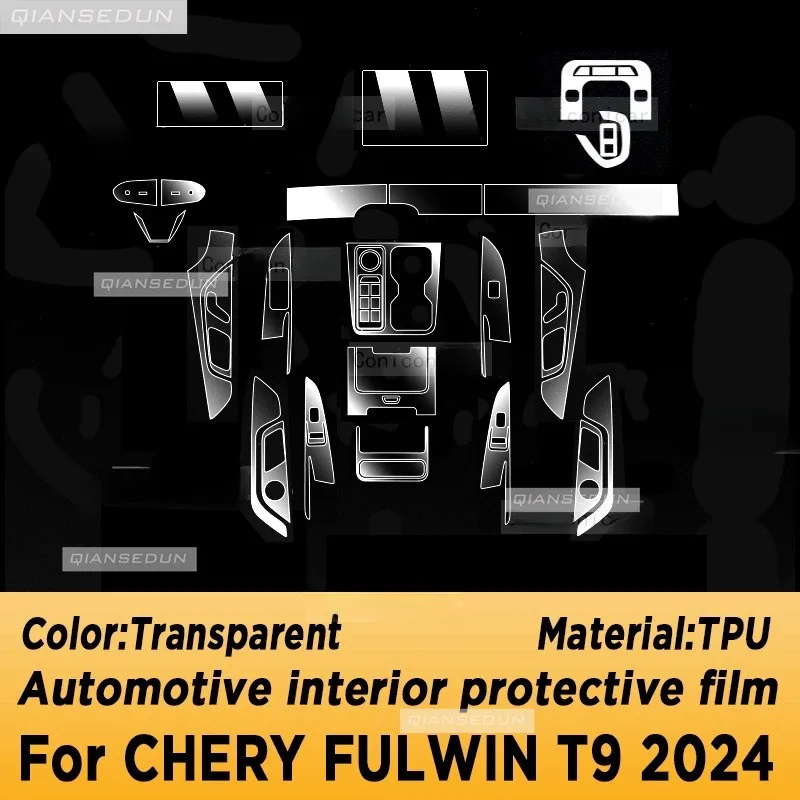 TPU Car Gear Dashboard Gps Navigation Screen Film Protective Sticker for CHERY FULWIN T9 2024 Anti-scratch Accessories