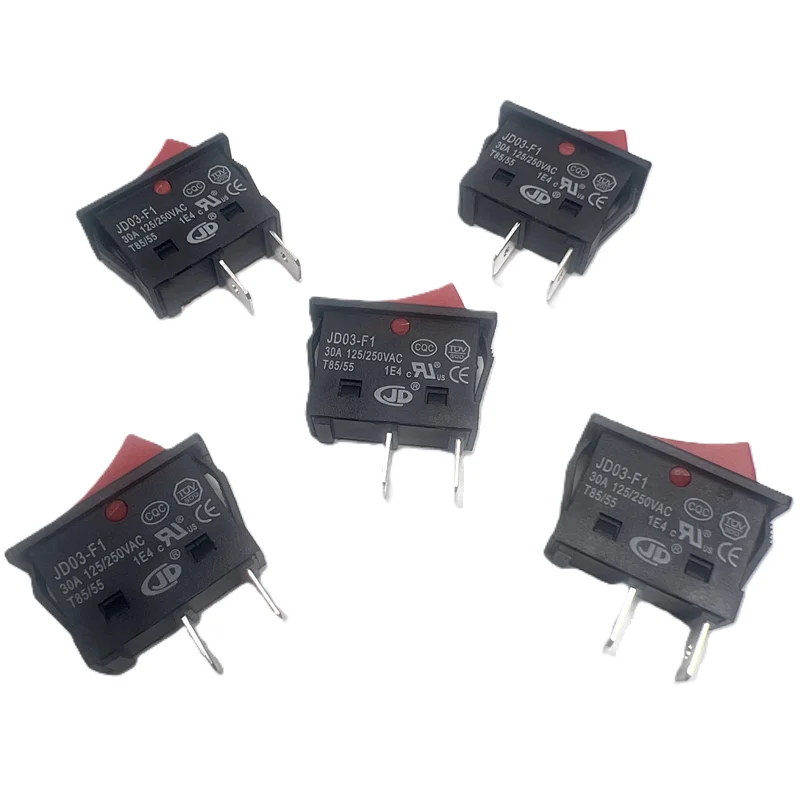 5Pcs JD03-F1 Rocker Switch 2-Pin ON-OFF 30A 125/250VAC Latching Power Switch for Welding Machine