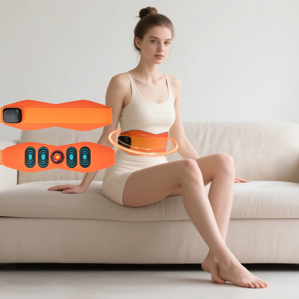 

Super-Thin EMS Heating Massage Belt Rechargeable Wireless Magnetic Controller Fitness Body Toning Waist Trainer OEM ODM Service