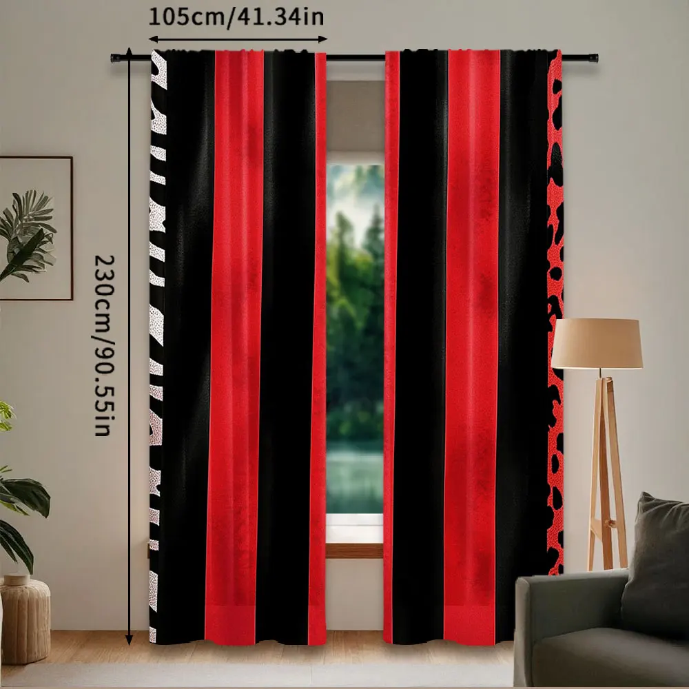 2Pcs Vibrant Red And Black Zebra Printed Curtains Suitable For Bedroom Bathroom Living Room Dining Room Study Room Office A