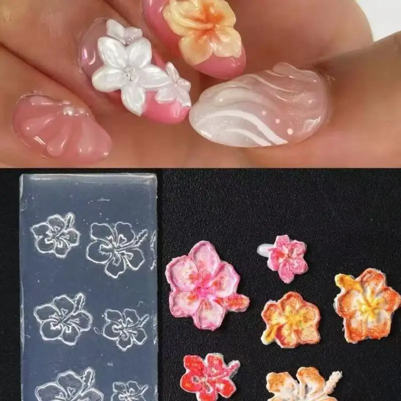 

Цельный маникюрный набор «сделай сам» — цветочный 3D-деко для дизайна ногтей с силиконовой формой для резьбы и пластиной для штамповки.