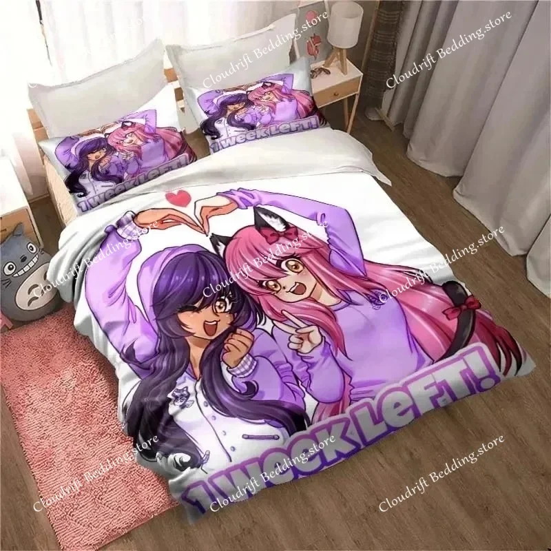 Exquisite 3D Aphmau Wallpaper Baby Cartoon Digital Printing Bedding Set Comforter Bed Rudy Panko Kids Girls Boys Gift