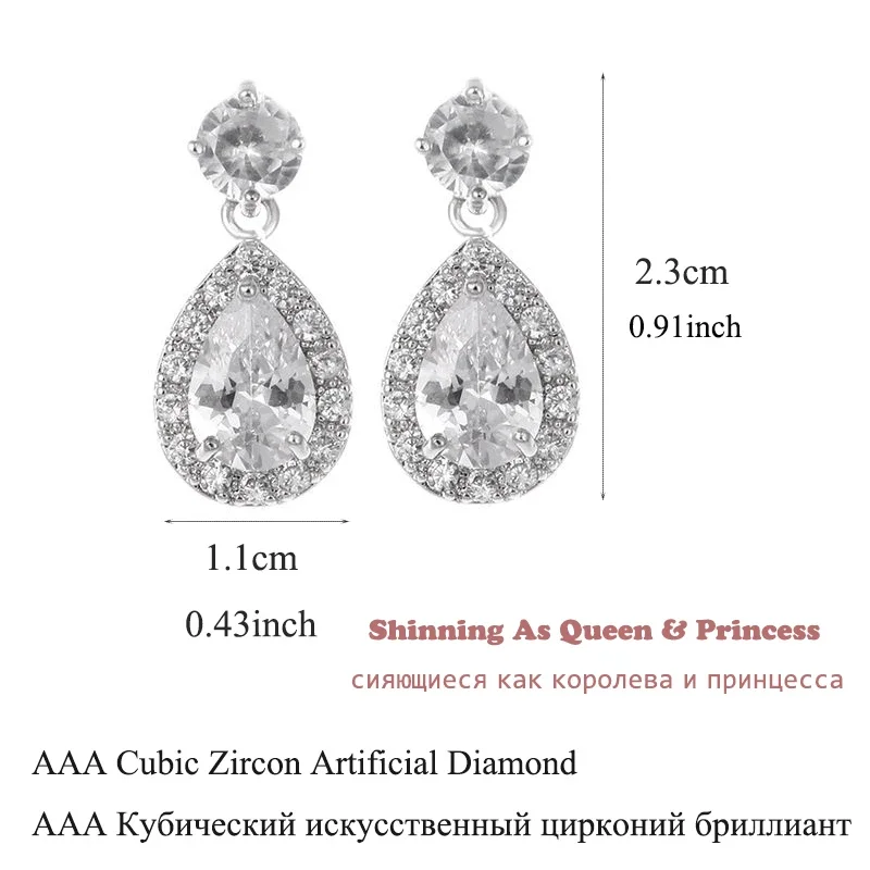 New Fashion Crystal Zircon Drop Earrings For Women  Luxury Long Dangle Earrings Wedding/Party/Anniversary Jewelry Bijou AE329