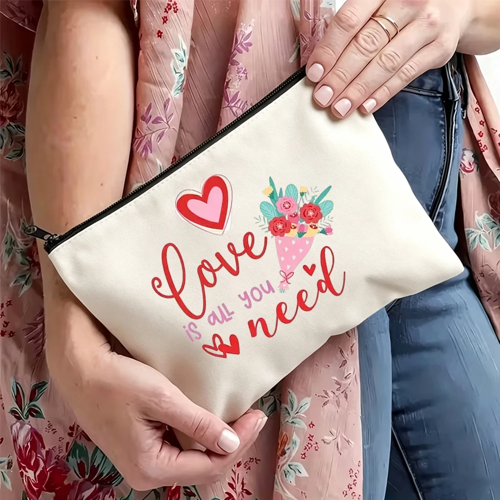 Heart-Patterned Makeup Bag, a Practical Birthday Gift for Girls and Best Friends — Multi-Functional Travel Storage Bag, Makeup Bag, Pencil Case, Stationery Storage Bag, Portable Teacher Gift, Ideal Gift for Women, Cosmetics Storage Bag for Vacation, Business, Fitness, and Outdoor Adventures - Ideal Gift for Women