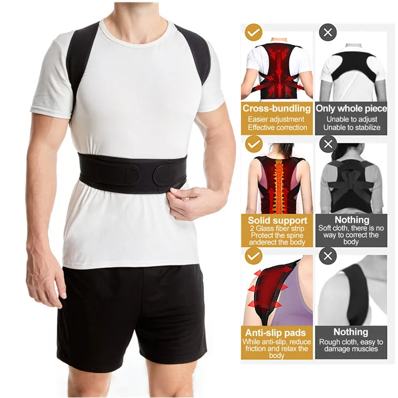 Adjustable Back Shoulder Posture Corrector Belt Clavicle Spine Support Reshape Your Body Home Office Sport Upper Back Neck Brace