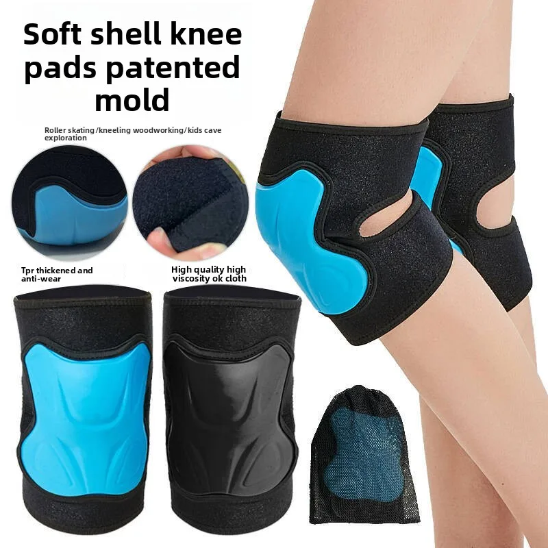 Thickened Soft Shell Open Knee Pads for Caving Roller Skate Cycling Shockproof Anti Collision Protector Kneeling Work Gear