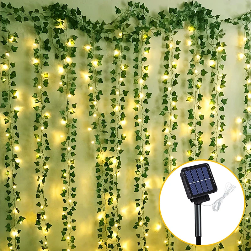 

5/10M Solar Vine String Light Lamp String 8 Modes Artificial Leaf Suitable For Outdoor Wedding Garden Fence Wall Decoration