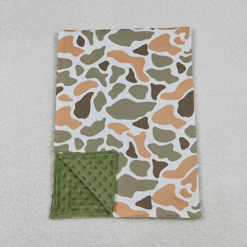 

Baby Kids Camo Print Blanket Minky Soft Green Orange Hunting Blanket for All Seasons 29*43 inches