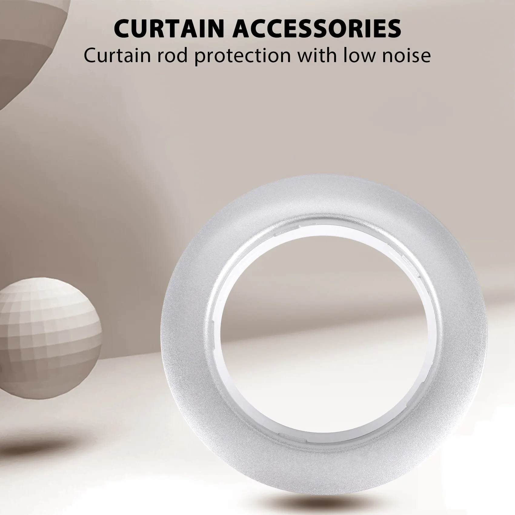 U-VBN-50 Pack Curtain Grommet, Inner Diameter 43mm Curtain Eyelet Rings Nanoscale Low Noise Roman Ring (Silver)